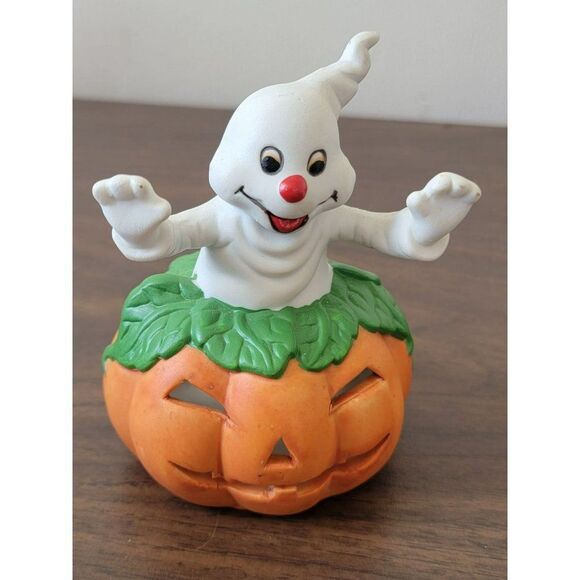 Ceramic ghost tea light jack-o'-lantern home decor figure Halloween - Picture 1 of 6